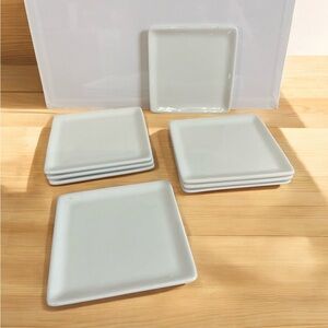 Set of Eight White Porcelain Square Plates